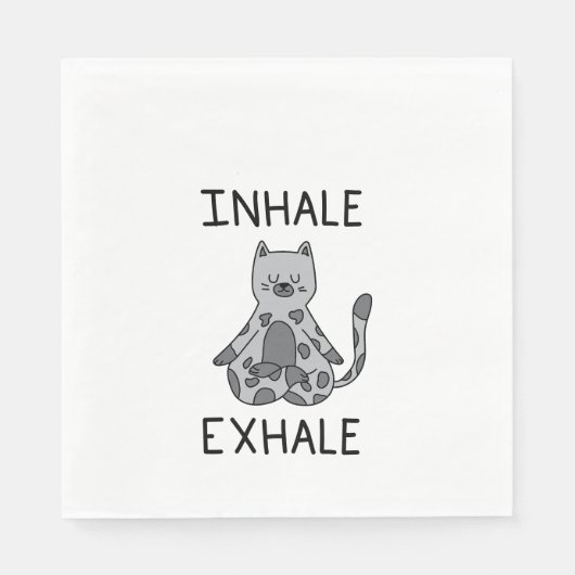 Inhale Exhale Yoga Cat スタンダードランチョンナプキン (正面)