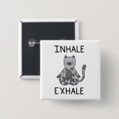 Inhale Exhale Yoga Cat 缶バッジ (正面&裏面)