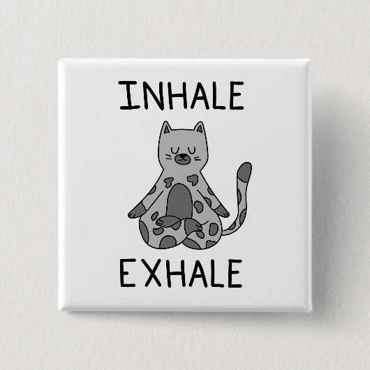 Inhale Exhale Yoga Cat 缶バッジ (正面)