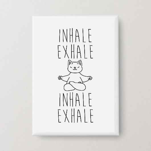 inhale Exhale yoga cat 缶バッジ (正面)