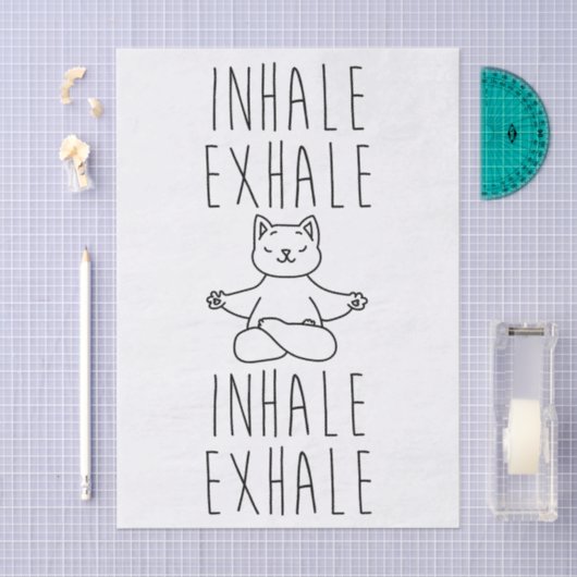 inhale Exhale yoga cat 薄葉紙 (クラフト)