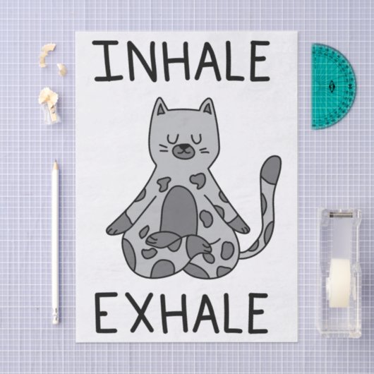Inhale Exhale Yoga Cat 薄葉紙 (クラフト)