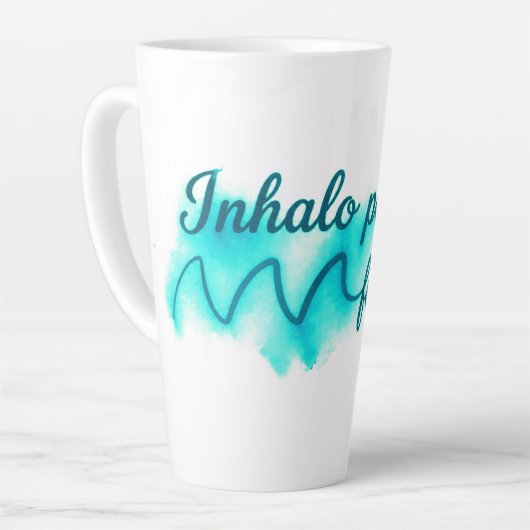 Inhalo pour fuir la routine | Design aquarelle inh カフェラテマグ (左アングル)