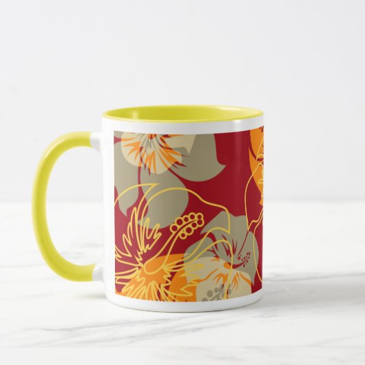 Inikiポイントハワイのハイビスカスの迷彩柄の花柄 マグカップ (左)