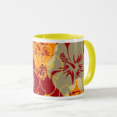 Inikiポイントハワイのハイビスカスの迷彩柄の花柄 マグカップ (正面右)