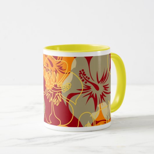 Inikiポイントハワイのハイビスカスの迷彩柄の花柄 マグカップ (正面右)