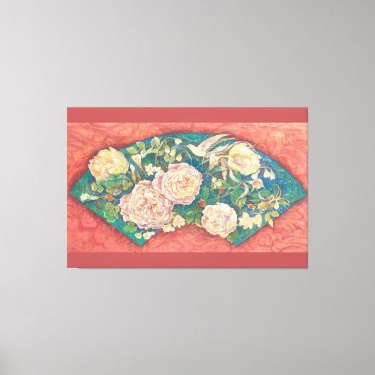 Inishie Bouquet: Antique Rose Fan キャンバスプリント (正面)