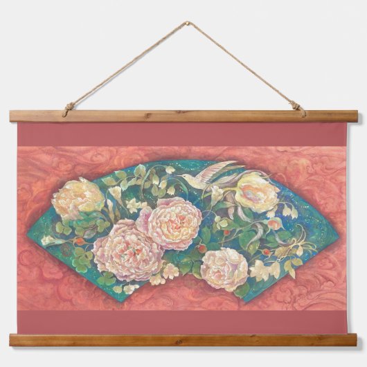 Inishie Bouquet: Antique Rose Fan 吊り下げ型タペストリー (正面)