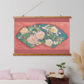 Inishie Bouquet: Antique Rose Fan 吊り下げ型タペストリー (寝室)
