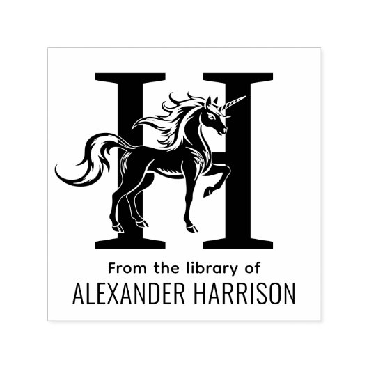 Initネームブック独身の上のはっきりした神話的ユニコーン セルフインキングスタンプ (デザイン)