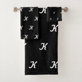 Initial Bath Towels (Black & White) バスタオルセット