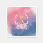 Initial Birthday Napkins Pink Watercolor Ombre  スタンダードカクテルナプキン (正面)