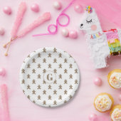 Initial, Cute Gingerbread Man Cookie Pattern ペーパープレート (パーティー)