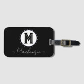 Initial Family Name Monogram Circle ラゲッジタグ (正面横)