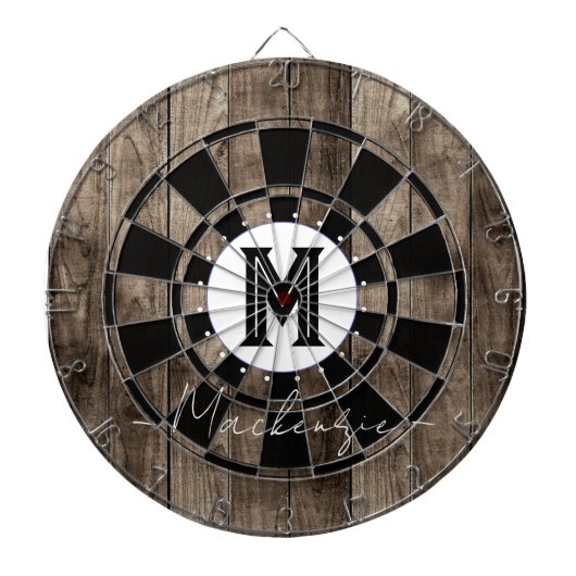Initial Family Name Monogram Dart Board ダーツボード (正面)