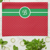 Initial, Green Red White Swiss Dot Kitchen Towel キッチンタオル (折り畳み)