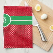 Initial, Green Red White Swiss Dot Kitchen Towel キッチンタオル (四つ折り)