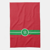 Initial, Green Red White Swiss Dot Kitchen Towel キッチンタオル (縦)