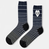 Initial Heart Stripe Crew Socks Blue White ソックス (左)