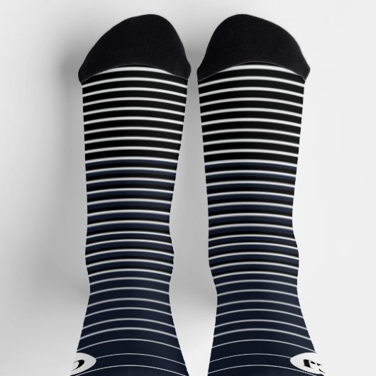 Initial Heart Stripe Crew Socks Blue White ソックス (上部)