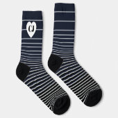 Initial Heart Stripe Crew Socks Blue White ソックス (右)
