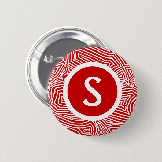 Initial in Red 缶バッジ (正面&裏面)