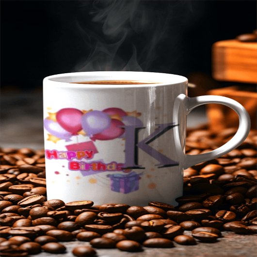 Initial Letter KTeal Monogram Modern-happybirthday マグカップ