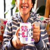 Initial Letter KTeal Monogram Modern-happybirthday マグカップ