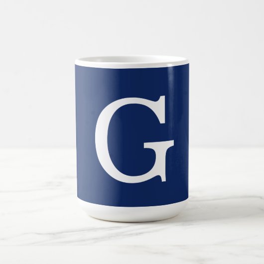 Initial Letter Monogram Blue White Plain Simple コーヒーマグカップ (中央)
