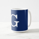 Initial Letter Monogram Blue White Plain Simple コーヒーマグカップ (正面右)