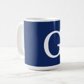 Initial Letter Monogram Blue White Plain Simple コーヒーマグカップ (正面左)