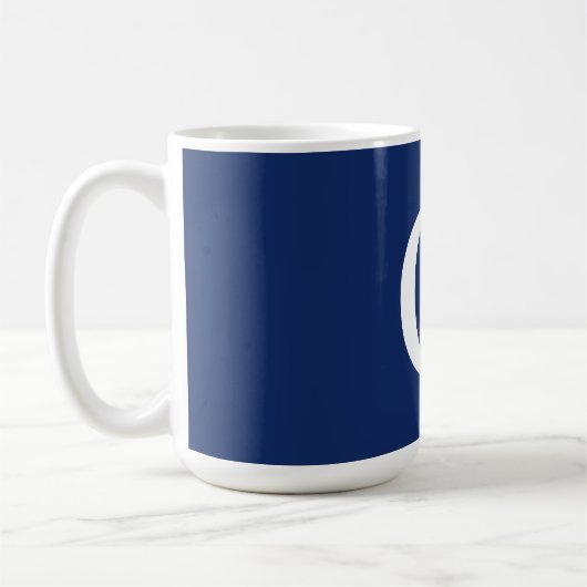 Initial Letter Monogram Blue White Plain Simple コーヒーマグカップ (左)