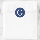 Initial Letter Monogram Blue White Plain Simple ラウンドシール (バッグ)