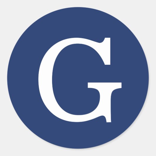 Initial Letter Monogram Blue White Plain Simple ラウンドシール (正面)