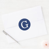 Initial Letter Monogram Blue White Plain Simple ラウンドシール (封筒)