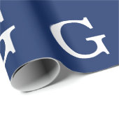 Initial Letter Monogram Blue White Plain Simple ラッピングペーパー (ロールコーナー)