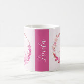 Initial Letter Monogram Elegant Chic Pink Floral コーヒーマグカップ (中央)