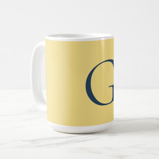 Initial Letter Monogram Jasmine Slate Grey Plain コーヒーマグカップ (正面左)