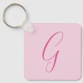 Initial Letter Monogram Light Pink Plain Chic キーホルダー (正面)