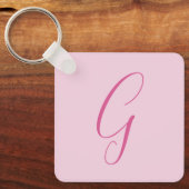 Initial Letter Monogram Light Pink Plain Chic キーホルダー (正面)