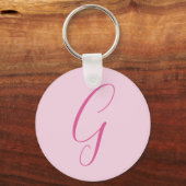 Initial Letter Monogram Light Pink Plain Chic キーホルダー (正面)