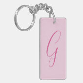 Initial Letter Monogram Light Pink Plain Chic キーホルダー (正面左)