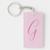 Initial Letter Monogram Light Pink Plain Chic キーホルダー (正面)