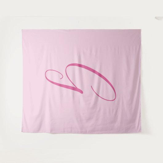 Initial Letter Monogram Light Pink Plain Chic タペストリー (正面(横))
