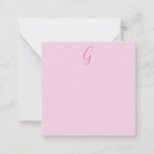 Initial Letter Monogram Light Pink Plain Chic ノートカード (正面)