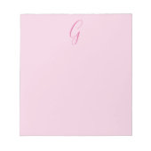 Initial Letter Monogram Light Pink Plain Chic ノートパッド (正面)