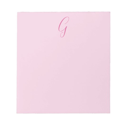 Initial Letter Monogram Light Pink Plain Chic ノートパッド (正面)