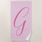 Initial Letter Monogram Light Pink Plain Chic ビーチタオル (正面)