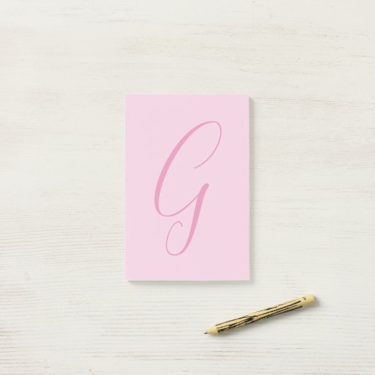 Initial Letter Monogram Light Pink Plain Chic ポストイット (デスク上)
