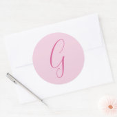 Initial Letter Monogram Light Pink Plain Chic ラウンドシール (封筒)